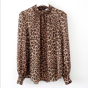 Animal print high neck blouse